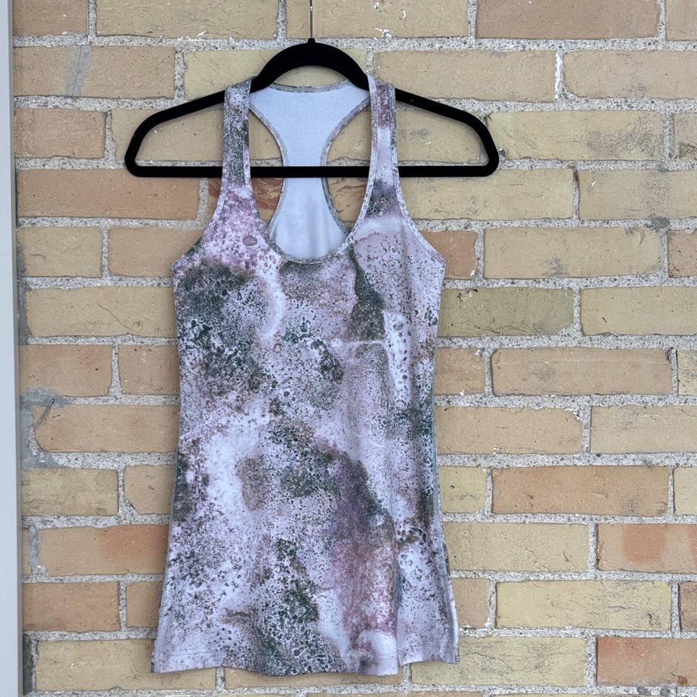 lululemon athletica Pink and Green Marble-Print Racerback Tank